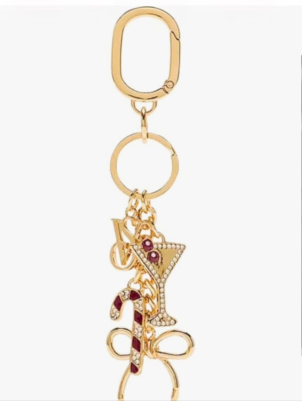 🆕 VICTORIA'S SECRET Holiday Festive Gold Tone Key Ring/Bag Charms